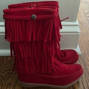 Jelly Bean Girls Red Boots Fringe Western
